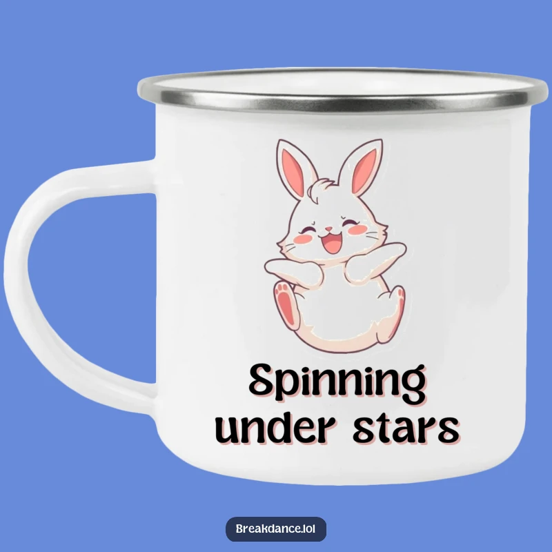 Funny Bunny Spinning Camping Mug, Durable Rabbit Enamel Cup for Outdoor Joy