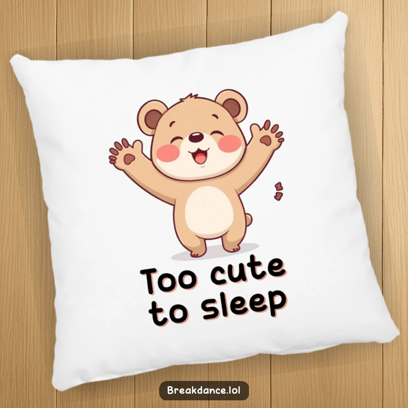 Funny bear cub windmill pillow, a plush cushion featuring a giggling cartoon bear cub spinning its arms with delight.