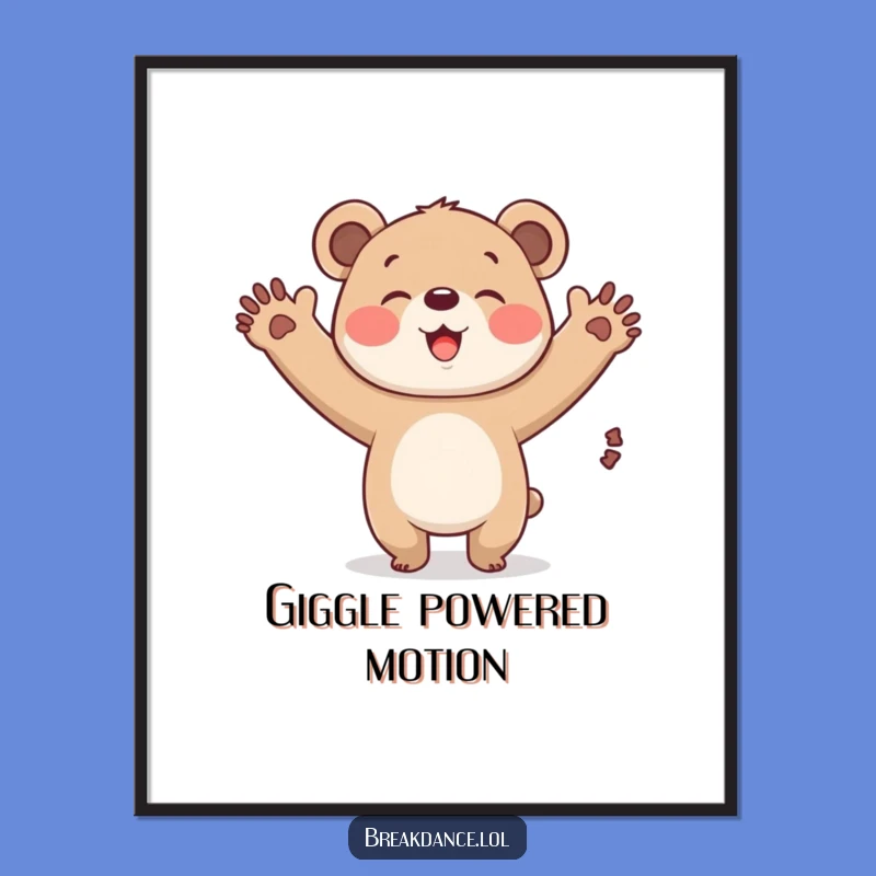 Funny Bear Cub Windmill Digital Art Print: Instant Joyful Cub Download
