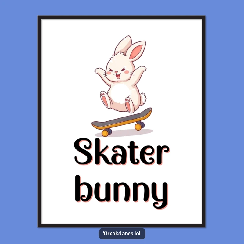 Funny Bunny Skateboard Backflip Digital Art - Instant Action Decor!