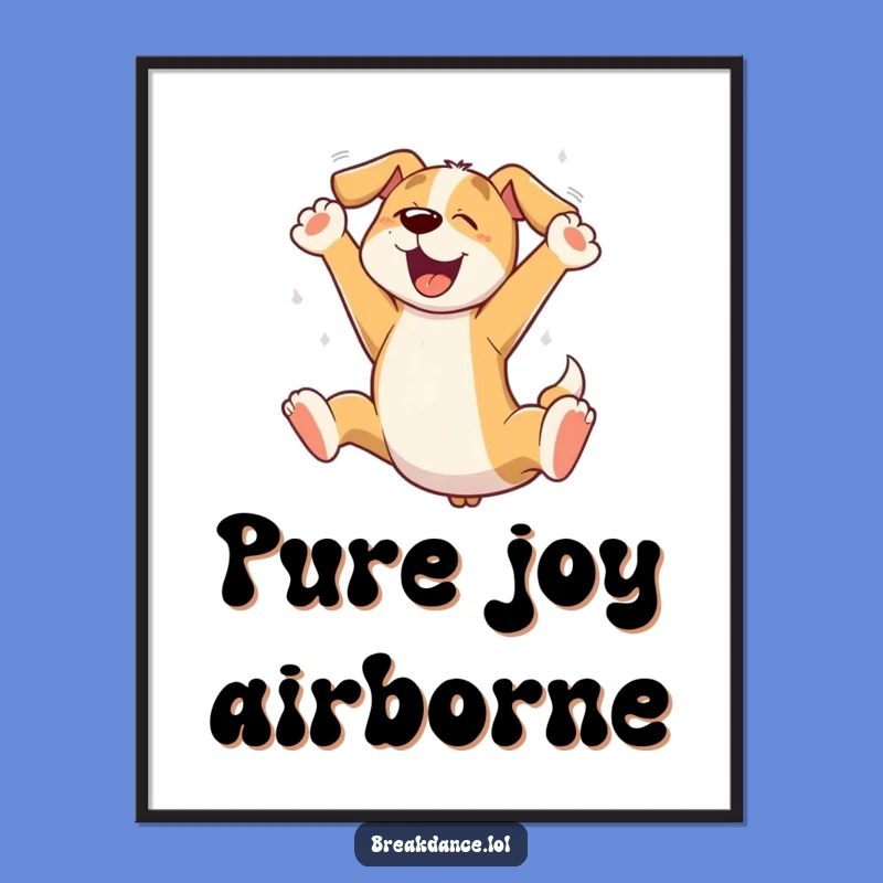 Funny Dog Leaping Digital Art Print: Instantly Downloadable Cartoon Pup Decor