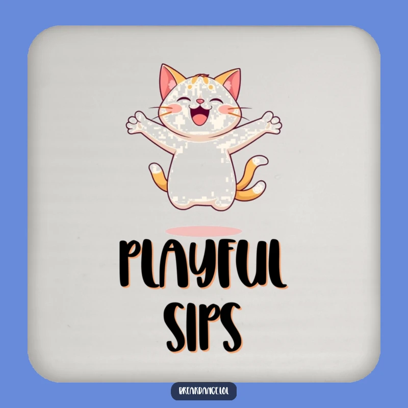 Funny Cheerful Cat Leaping Coaster - Protect Surfaces with Feline Humor!