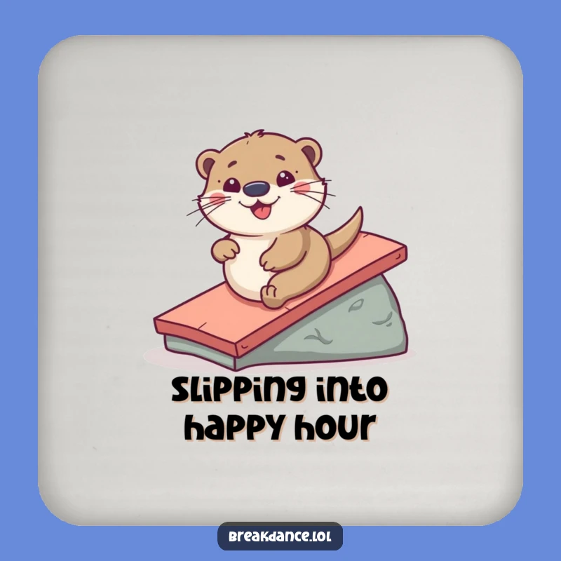Funny Otter Coaster Set: Playful Slide Protection, Hilarious Table Gift!
