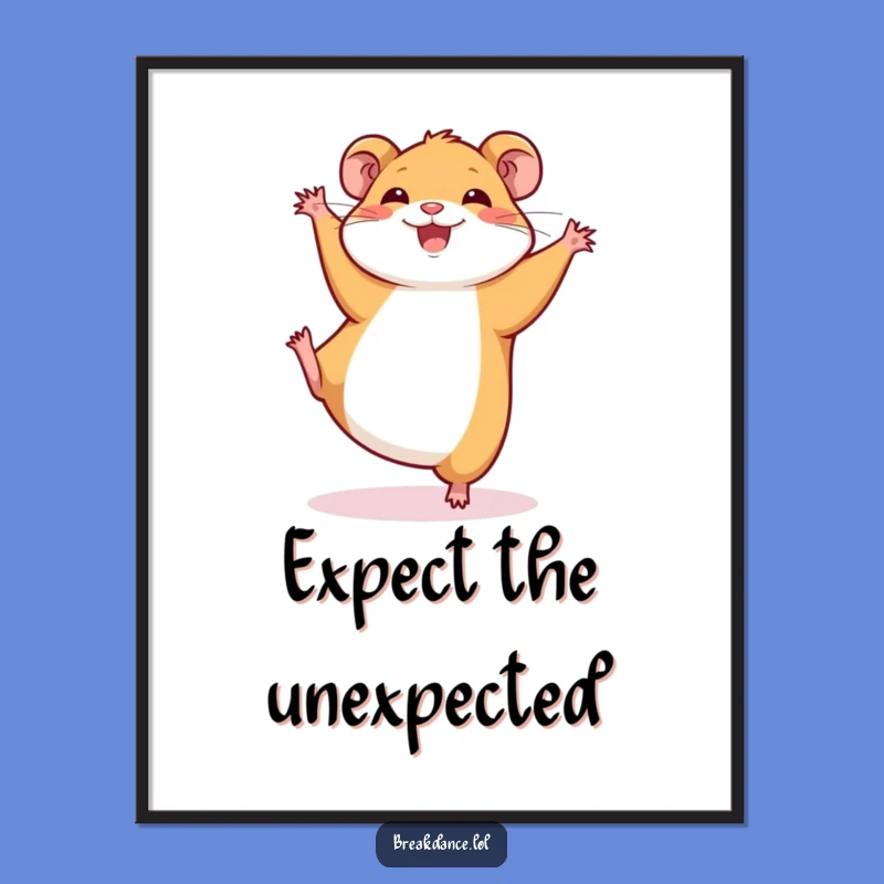 Funny Hamster Cartwheel Poster: Energetic Wall Art for a Cheerful Home