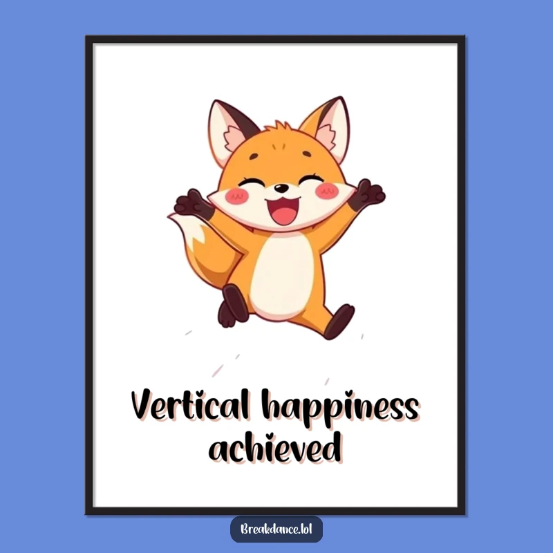 Funny Fox Poster: Joyful Leap Art, Hilarious Wall Decor Gift!