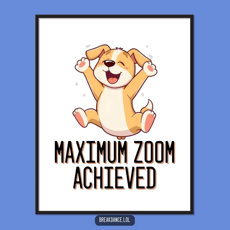 Funny Dog Leaping Poster: Vibrant Cartoon Art Gift for Dog Lovers