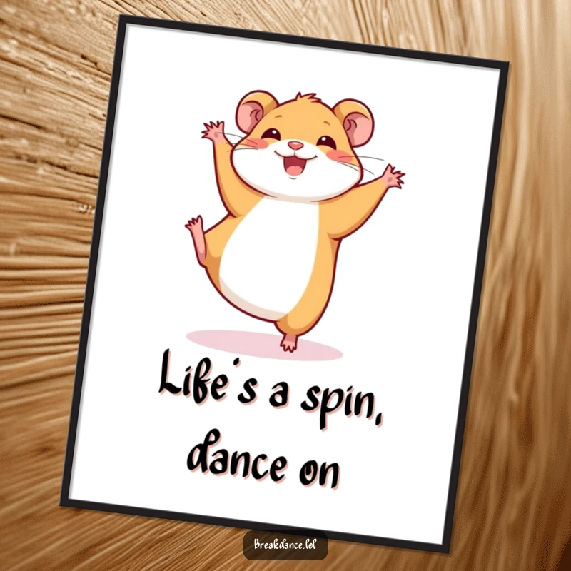 Funny Free Printable Wall Art: An energetic hamster executing a perfect cartwheel with a look of pure glee.