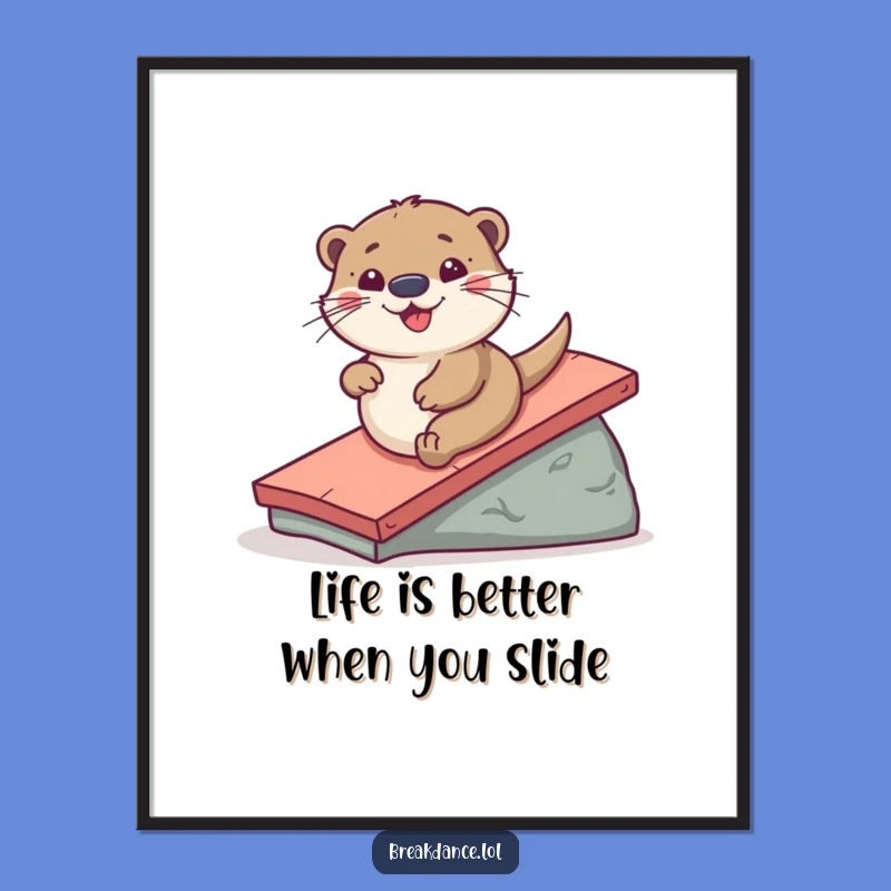 Free Printable Wall Art: Playful Otter Slide for Quirky, Downloadable Home Decor Gift
