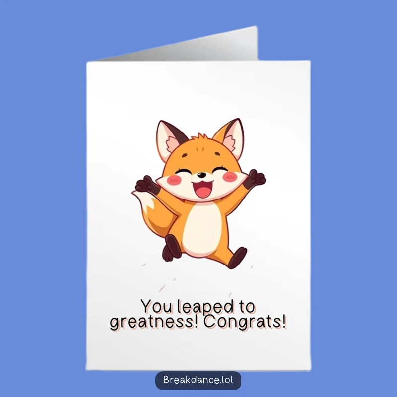 Free Printable Congrats Card: Fox Leap for a Jubilant Downloadable Celebration Gift