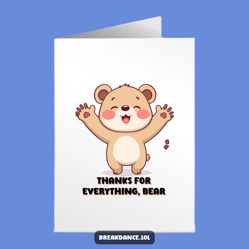 Free Printable Bear Cub Thank You Card: Giggling Windmill Thanks - Humorous Downloadable